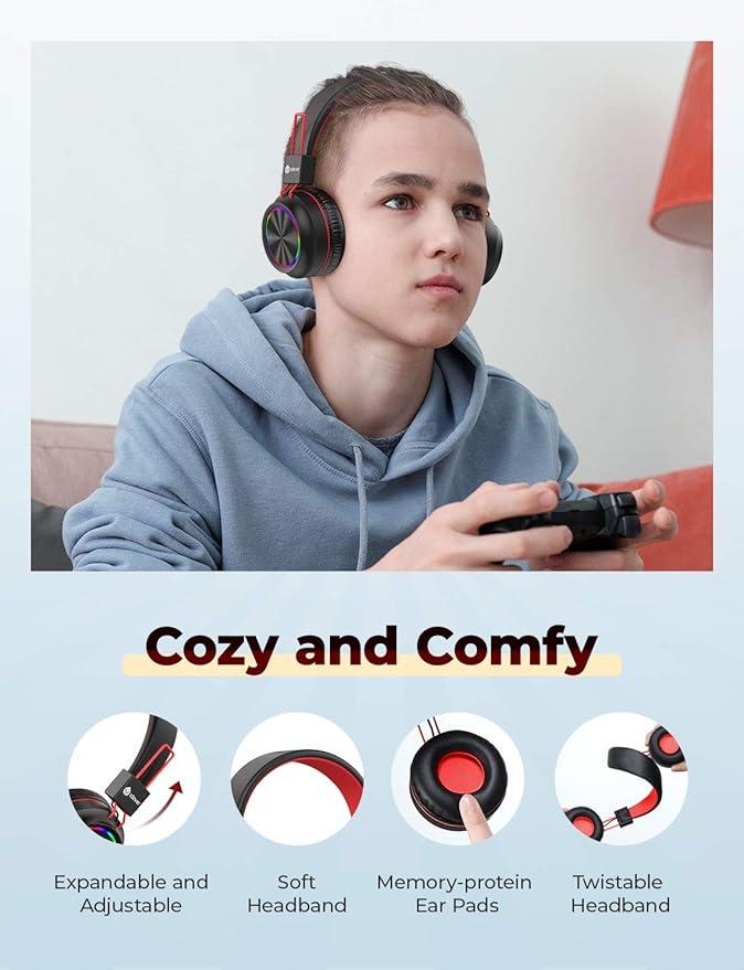 Навушники дитячі iClever BTH03 Bluetooth кольорове світлодіодне підсвічування - фото 5 Навушники дитячі iClever BTH03 Bluetooth кольорове світлодіодне підсвічування - фото 5