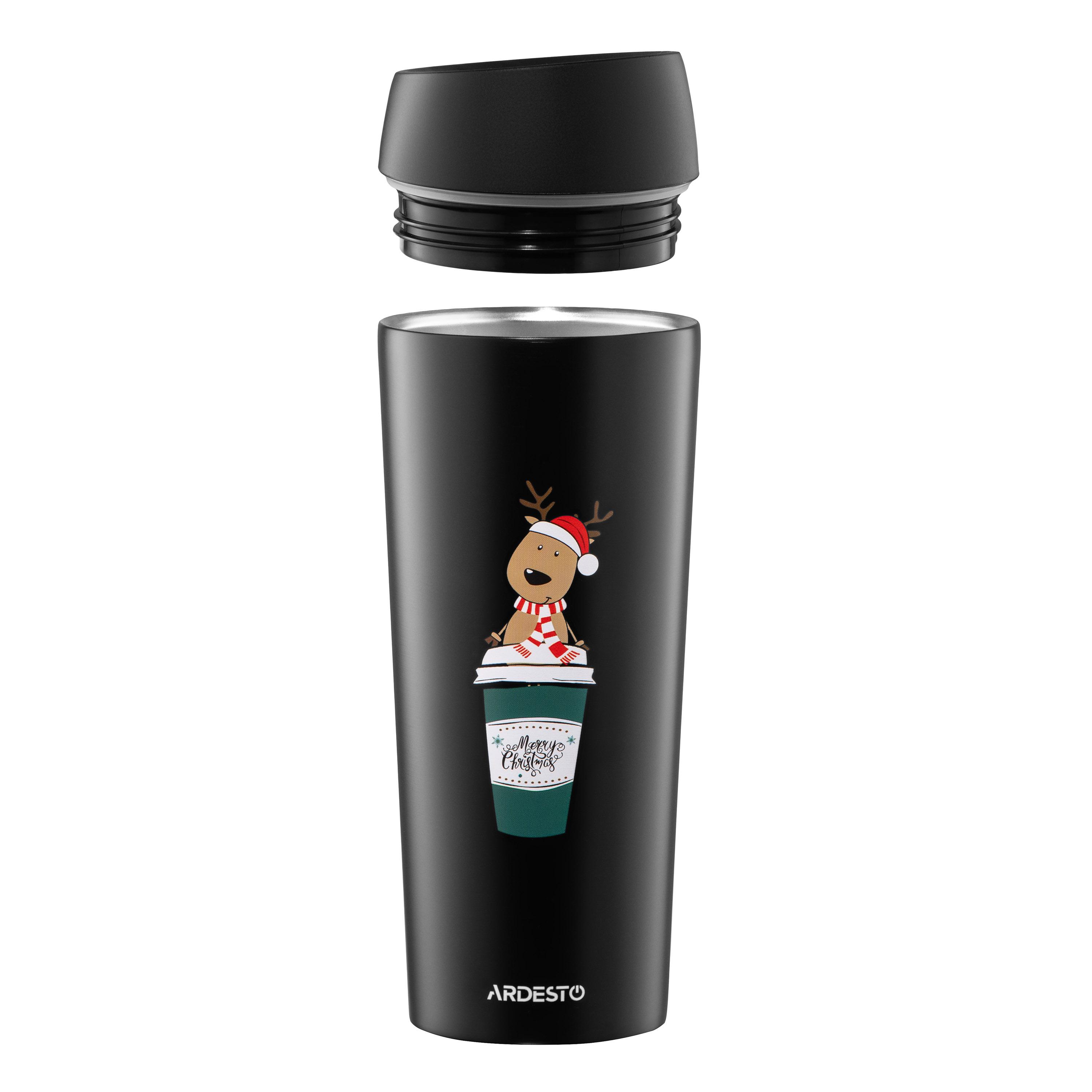 Термокружка Ardesto Coffee Time Reindeer 450 мл Черный (AR2645RN) - фото 3 Термокружка Ardesto Coffee Time Reindeer 450 мл Черный (AR2645RN) - фото 3