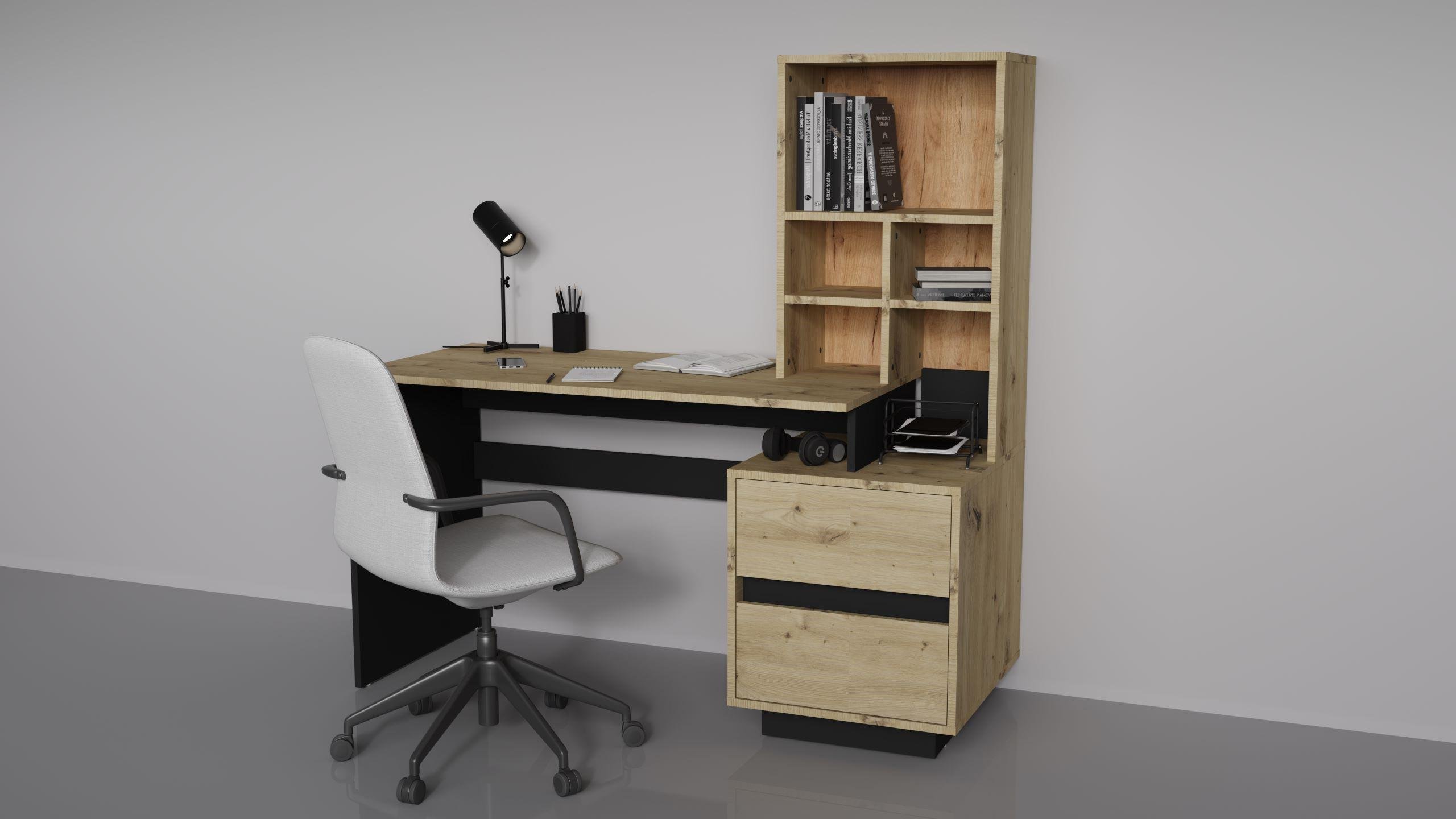 Компьютерный стол Intarsio HECTOR_D/C_R 150х60 Дуб артизан/Черный (28710944) - фото 3 Компьютерный стол Intarsio HECTOR_D/C_R 150х60 Дуб артизан/Черный (28710944) - фото 3