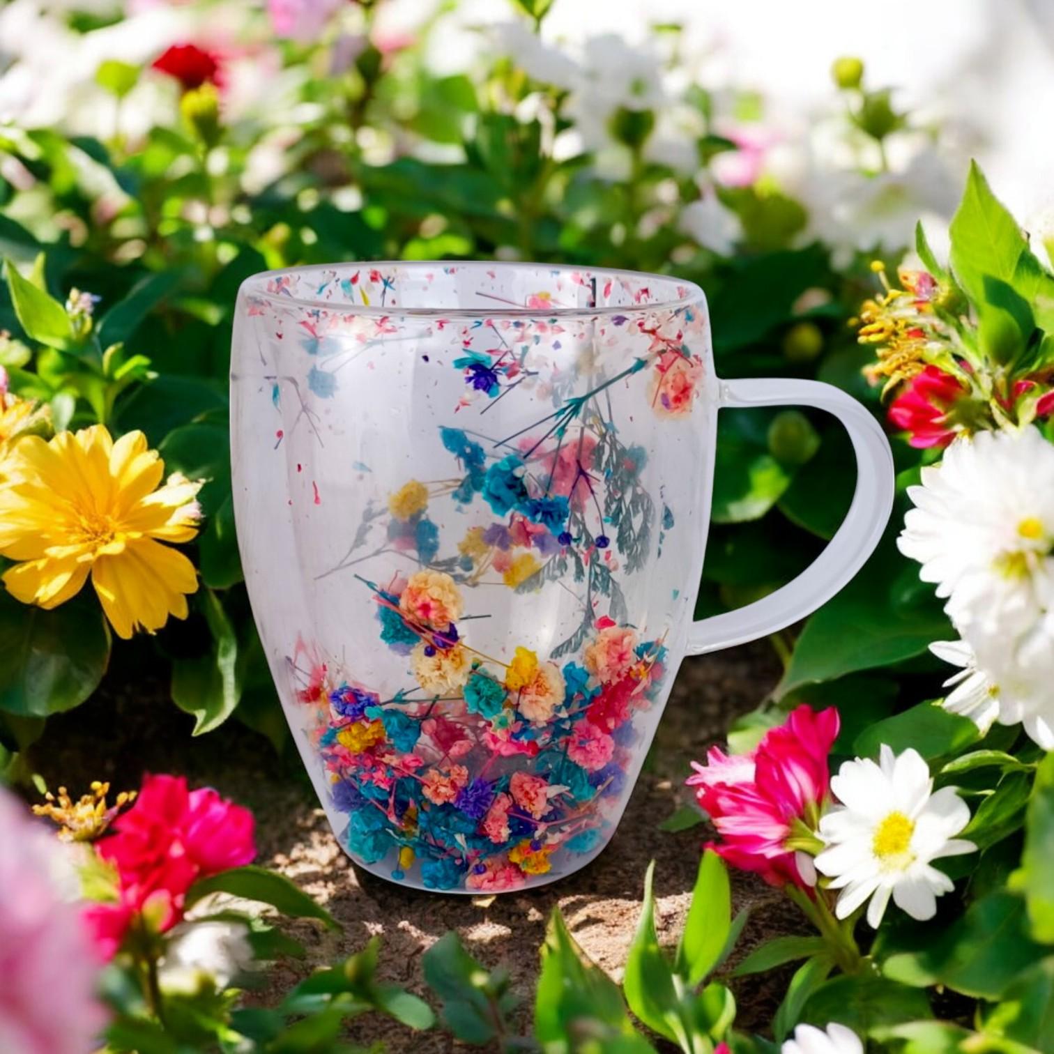 Чашка з подвійним дном із сухоцвітами 350 мл Прозорий (4976) - фото 2 Чашка з подвійним дном із сухоцвітами 350 мл Прозорий (4976) - фото 2