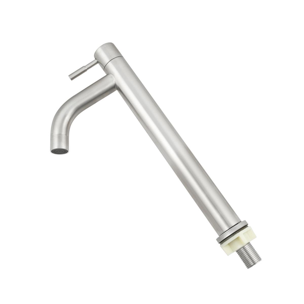 Монокран для умывальника Venta VAC2031-1 однорычажный изогнутый нержавеющая сталь врезной нержавеющая сталь - фото 2