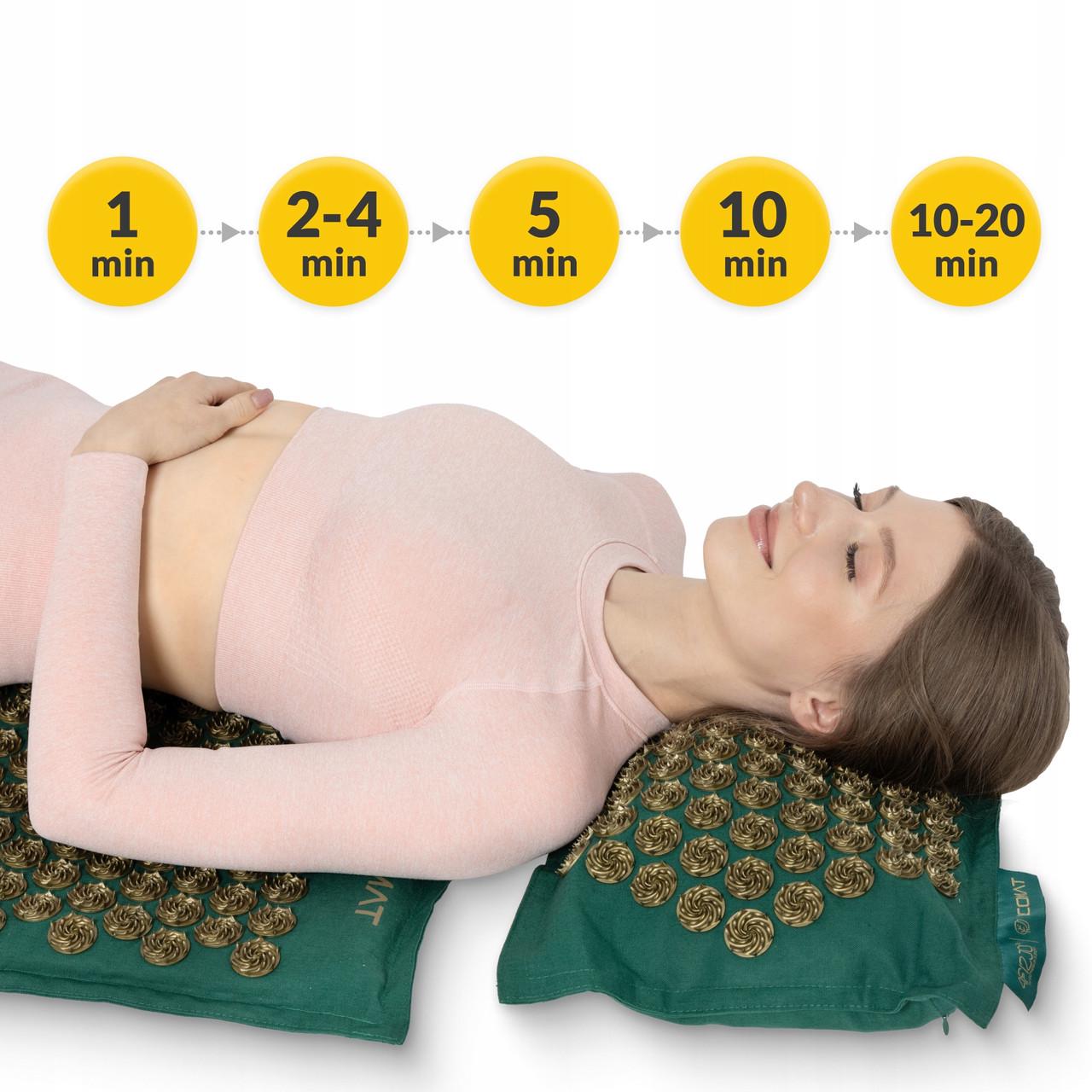 Килимок акупунктурний з подушкою 4fizjo Eco Mat XL аплікатор Кузнєцова Navy Green/Gold (P-5907739313614) - фото 7