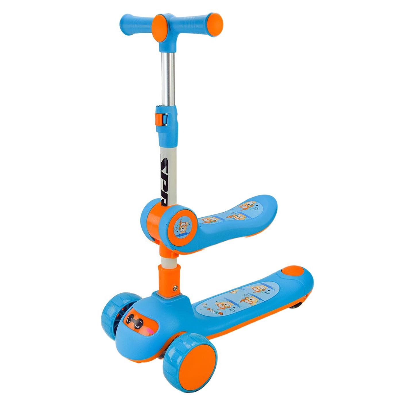 Самокат детский Bambi от 1 года трехколесный со светящимися колесами сидением унисекс Голубой (DS-171-S-126)