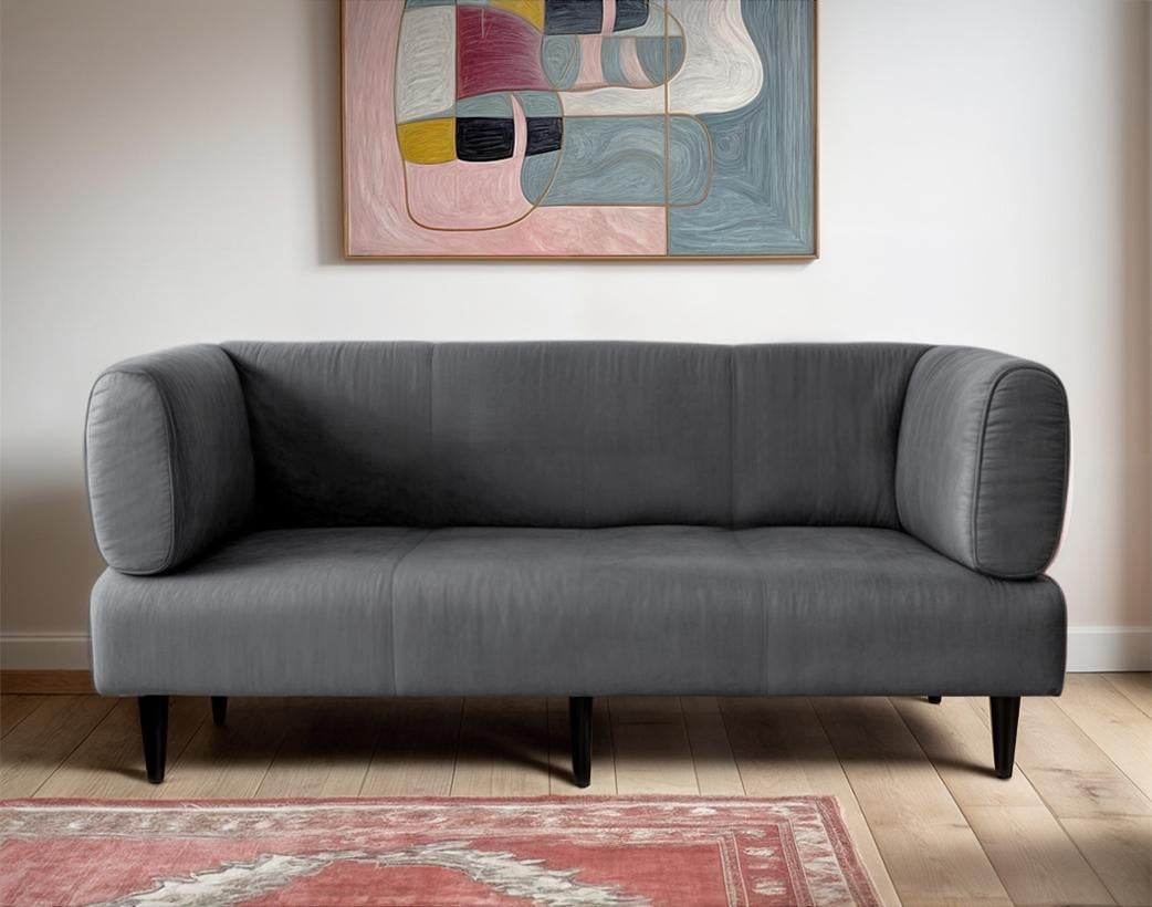 Диван офісний ТОБІ ШО Бенно-1 Emilia 95 велюр з підлокітниками та конусною ногою 1800х720х750 мм Dark grey (23052784) - фото 2