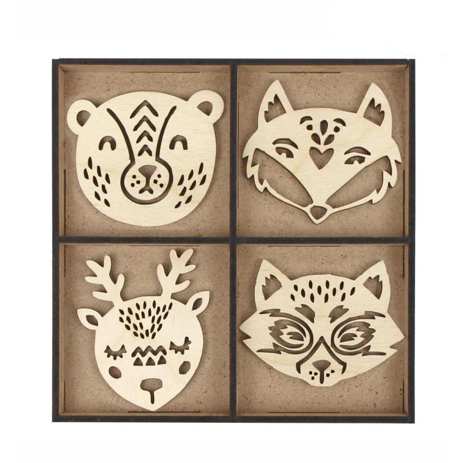 Набор заготовок для декупажа Rosa Talent Лесные звери фанера 13х13 см 12 шт. (4823100232319)