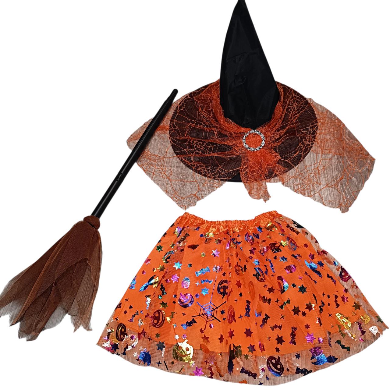 Карнавальный костюм Ведьмочки No 2 со шляпой/юбкой и метлой на 4 года Оранжевый (2773056097) - фото 4 Карнавальный костюм Ведьмочки No 2 со шляпой/юбкой и метлой на 4 года Оранжевый (2773056097) - фото 4