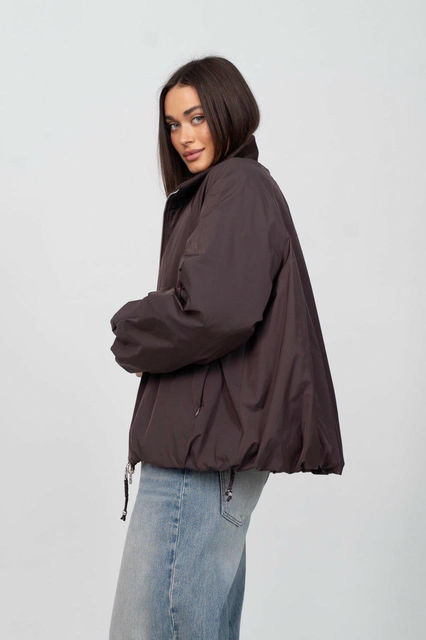 Куртка-бомбер женская двусторонняя oversize M Шоколадный (33304143)