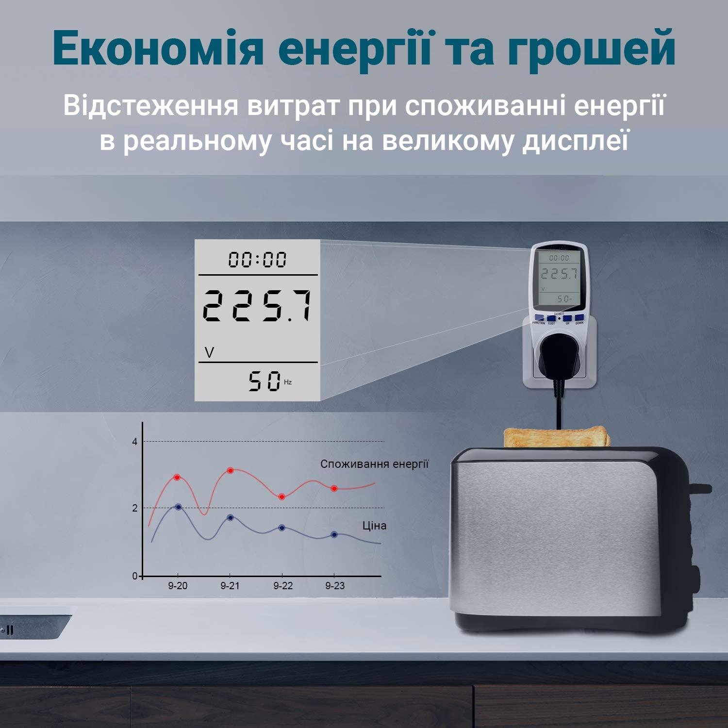 Розетка со счетчиком электроэнергии Intertek BE009 энергометр ваттметр бытовой - фото 7