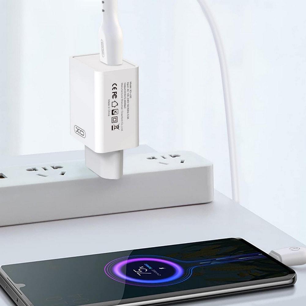 Пристрій зарядний Xo L93 USB/2,4A кабель Type-C White (36702) - фото 4 Пристрій зарядний Xo L93 USB/2,4A кабель Type-C White (36702) - фото 4