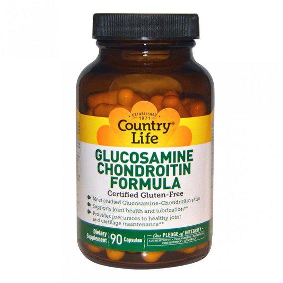 Препарат для суглобів та зв'язок Country Life GlucosamineChondroitin Formula 90 Caps