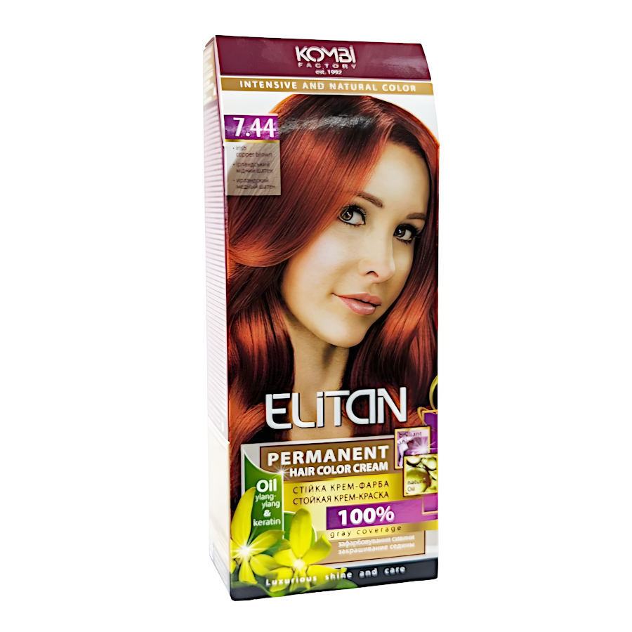 Крем-краска для волос стойкая ELITAN intensive and natural color 7-44 Ирландский медный шатен (2186836839)