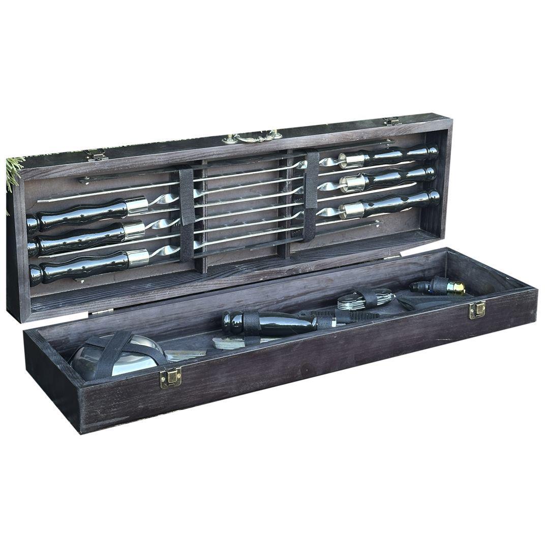 Подарочный набор шампуров Mzavod Гетман в деревянном кейсе 30 предметов Черный (147-17-1190710000052)