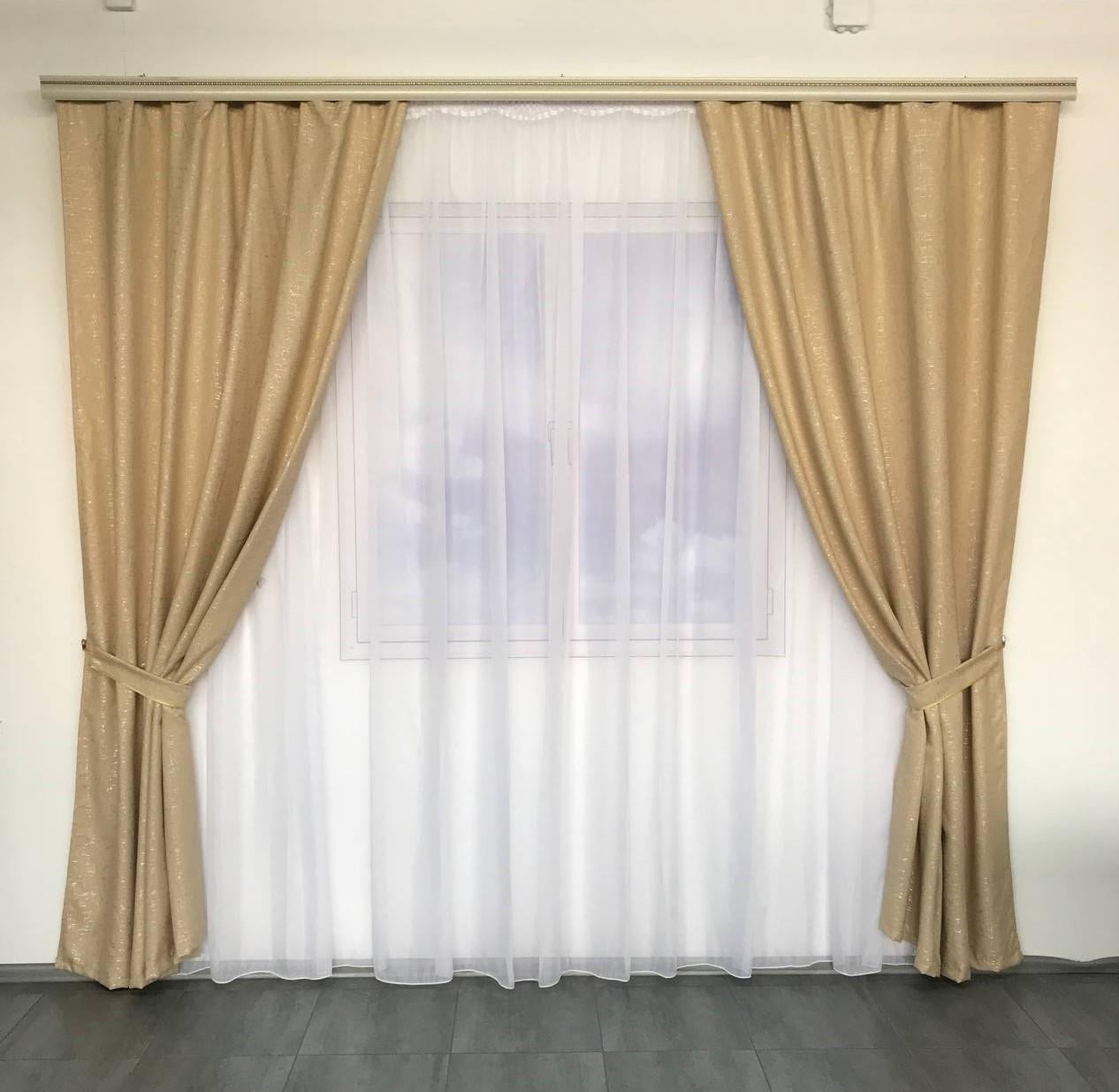 Готовые шторы из льна ALBO 150x270 см 2 шт. Бежевый (SH-M21-13)