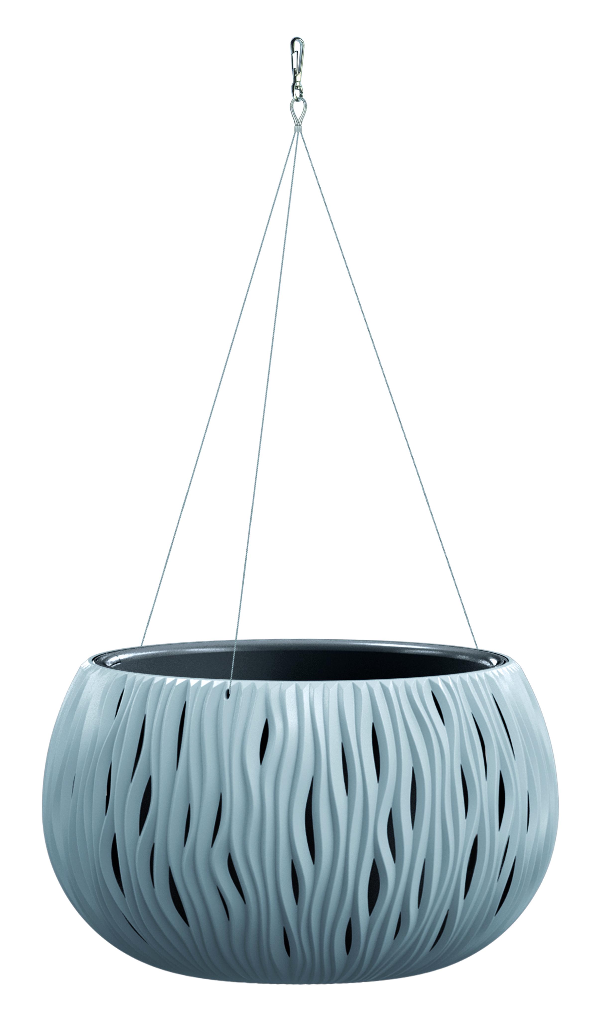 Горшок для цветов Prosperplast Sandy Bowl WS с вкладышем подвесной 29х19 см Серый (23100-405)