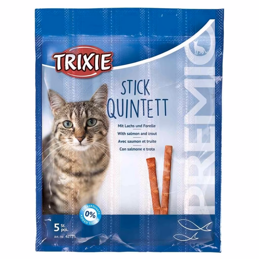 Лакомство для кошек Trixie PREMIO Quadro-Sticks лосось/форель 5 шт. х 5 г