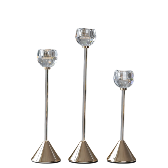 Набор подсвечников Лунная роза из стекла и металла 22-32 см 3 шт. Прозрачный (150-81-9285-005) Набор подсвечников Лунная роза из стекла и металла 22-32 см 3 шт. Прозрачный (150-81-9285-005)