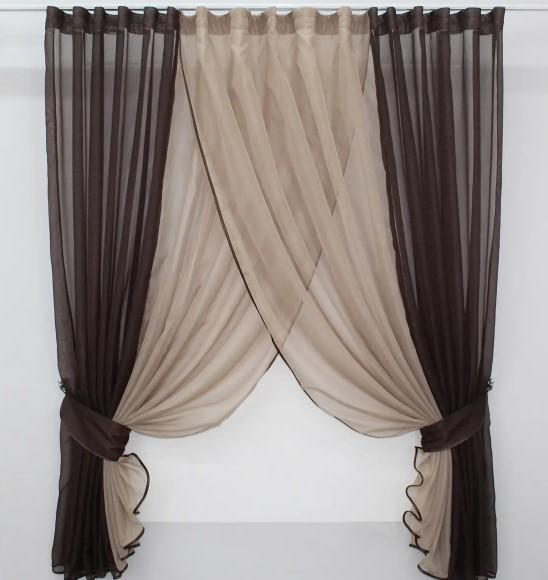 Шторки кухонные с подвязками 400х170 см Венге/Какао (096к) Шторки кухонные с подвязками 400х170 см Венге/Какао (096к)