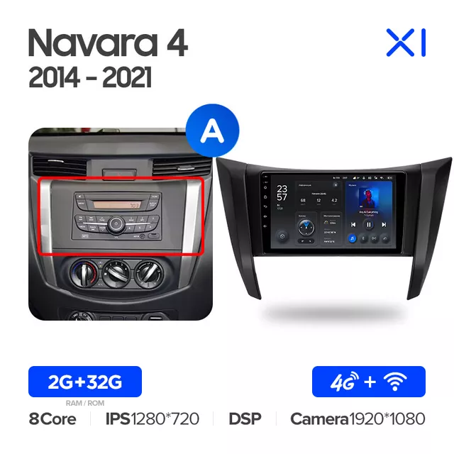 Автомагнітола штатна Teyes для Nissan Navara D23 IV 4 2014-2021 Android X1 2+32G Wi-Fi/4G варіант A (1668770402) - фото 7