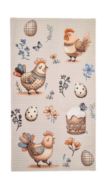 Кухонний рушник вафельний Курочки 33х60 см (39779)
