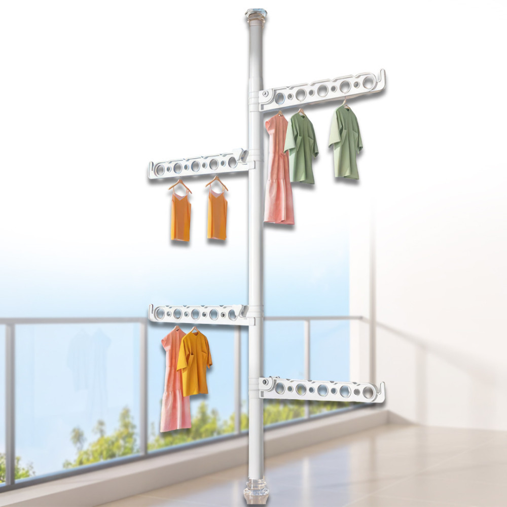 Сушилка для белья вертикальная ED-1287 регулируемая от пола до потолка White (784780558) - фото 8