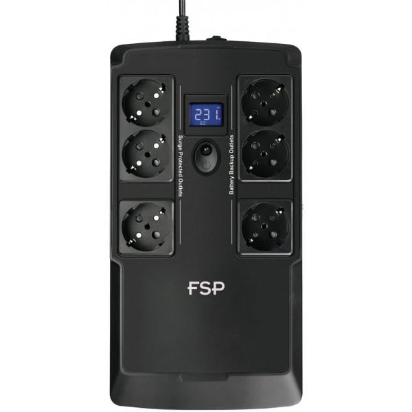 Джерело безперебійного живлення FSP NanoFit 800 800ВА/480 Вт SCHUKOx6 USB/2хUSB Black (PPF4801704)