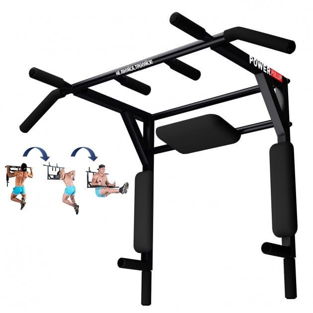 Турник-брусья настенный PowerPullUp 5в1 Черный (p3043-black) - фото 2