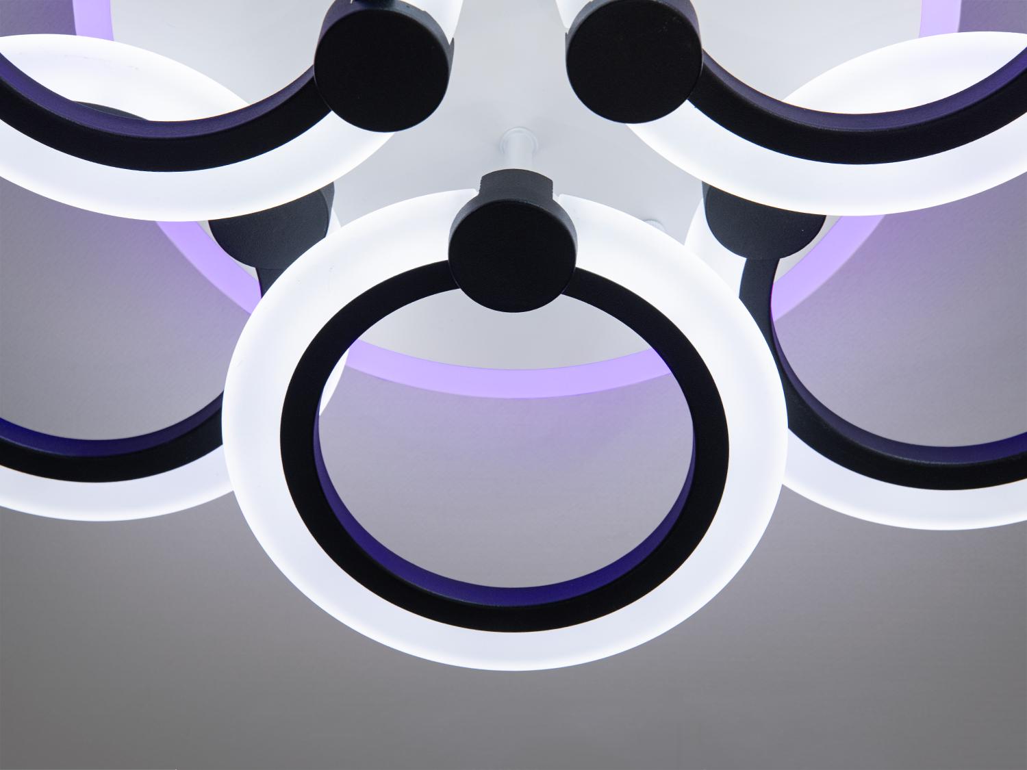 Люстра акриловая для кухни в стиле хай-тек с подсветкой A8022-3+3BK-LS 72W на 11 м2 Черный (1750082704) - фото 6