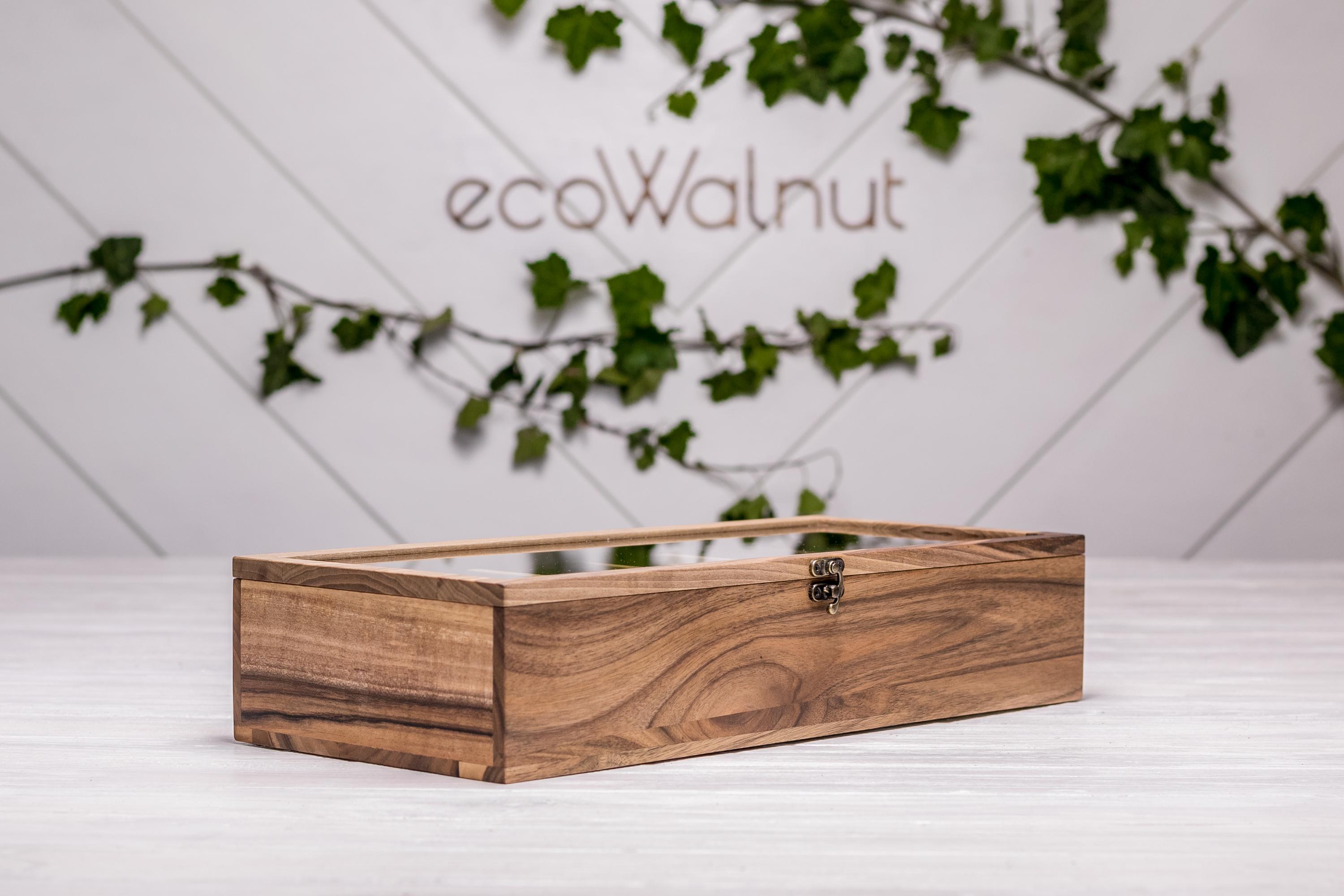 Коробочка EcoWalnut для 12 годинників зі скляною кришкою (EB-6.1) - фото 3