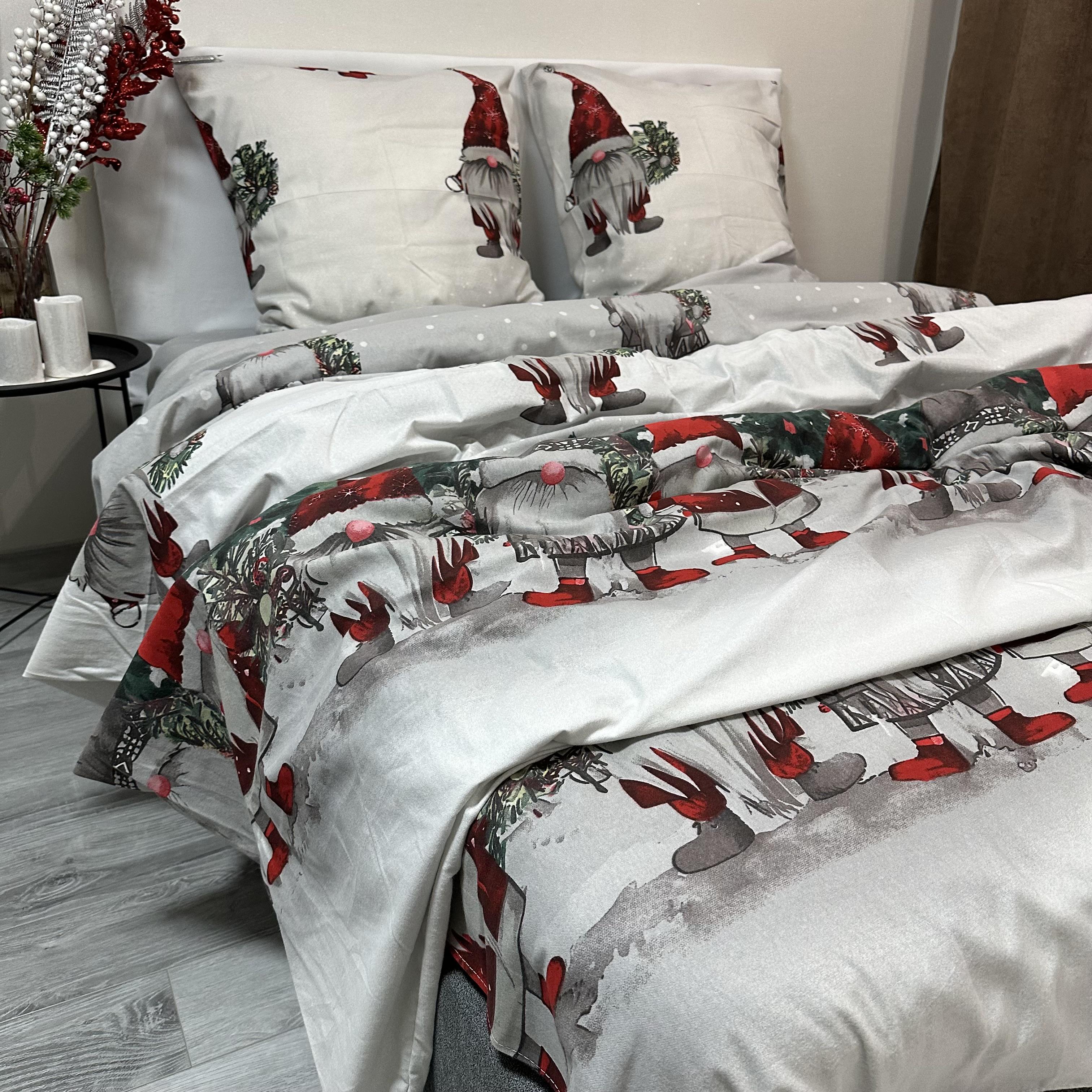 Комплект постільної білизни байкова Зимовий євро Сірий (байка 2-3)