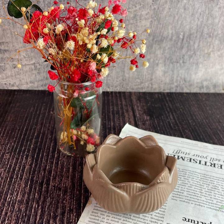 Підсвічник гіпсовий Лотос Бежевий (691_7-434)