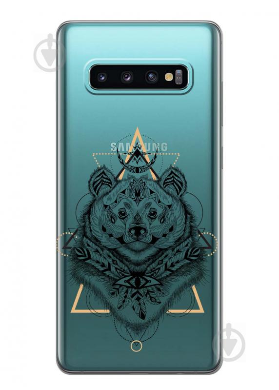 Чехол iSwag для Samsung Galaxy S10 Медведь индеец (H422)