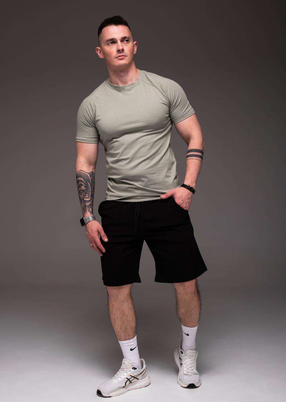 Прогулочный костюм мужской летний футболка/шорты M Хаки/Черный (2382/3/2) - фото 1 Прогулочный костюм мужской летний футболка/шорты M Хаки/Черный (2382/3/2) - фото 1