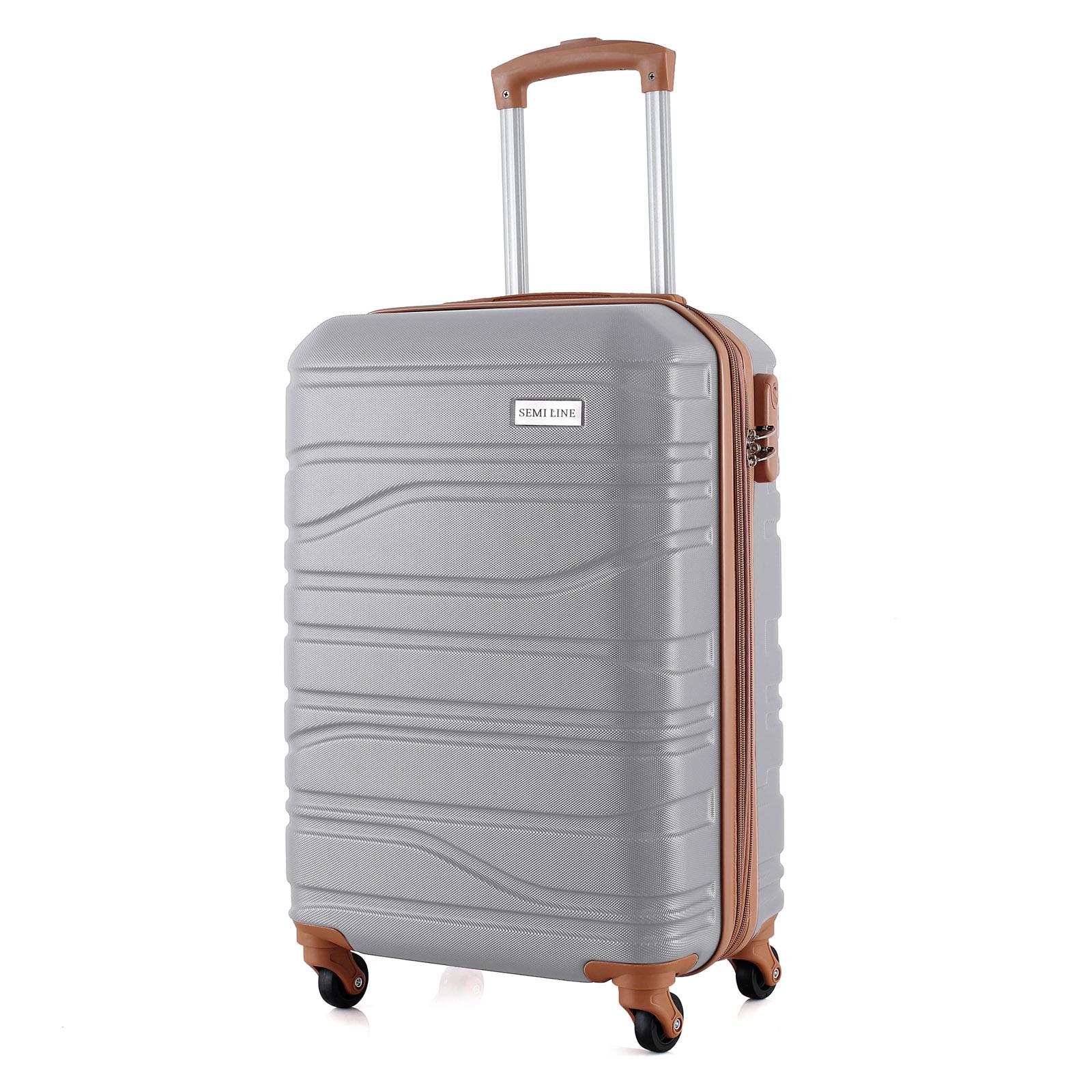 Чемодан SEMI LINE 20" ручная кладь на 4 колесах ABS-пластик кодовый замок расширительный клапан +20% объем 39/54 л Светло-серый