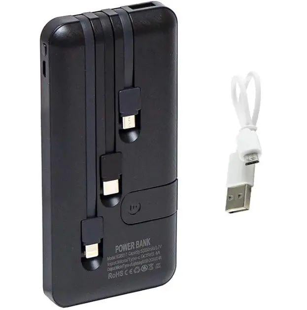 Портбанк со встроенными кабелями и светодиодным дисплеем USB/micro-USB/Type-C/Lightning 30000 mAh 20 Вт 5 V/2 A (opt-16732)