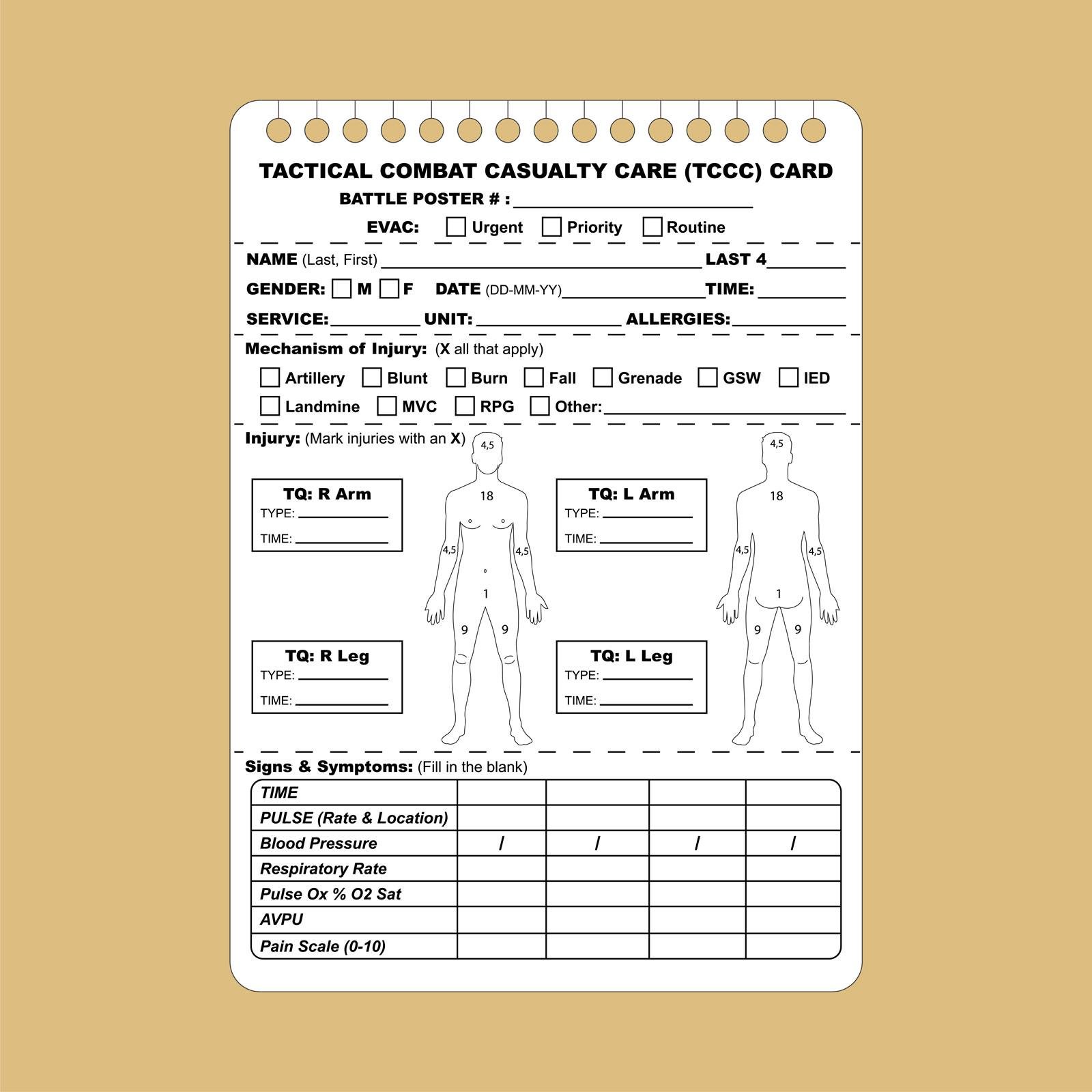 Картка потерпілого combat casualty care card set of 5 pcs a6 (3577075)