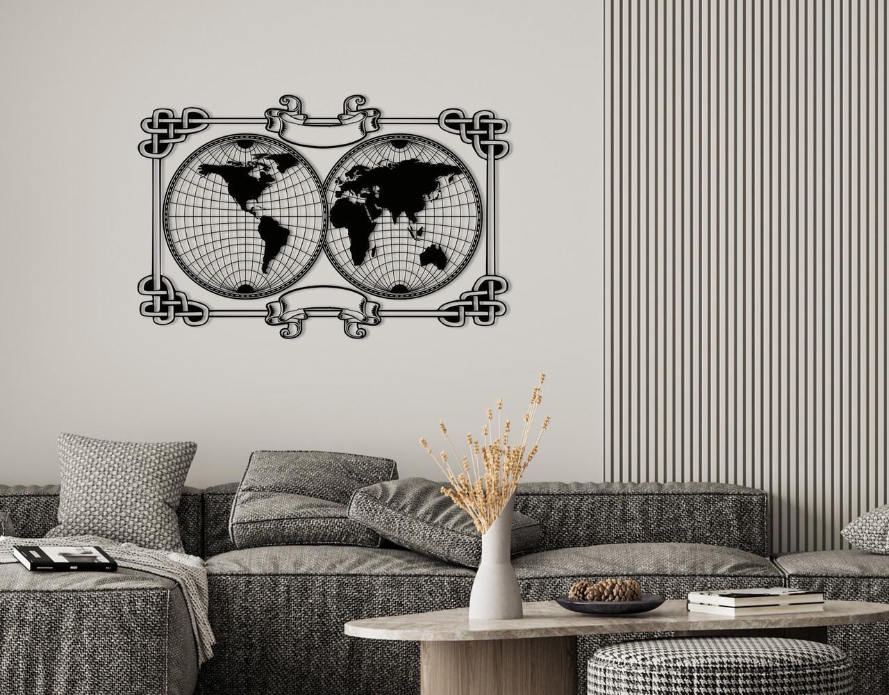 Декоративное панно на стену Upwood Decor World Map 25х38 см Black (1565522041)