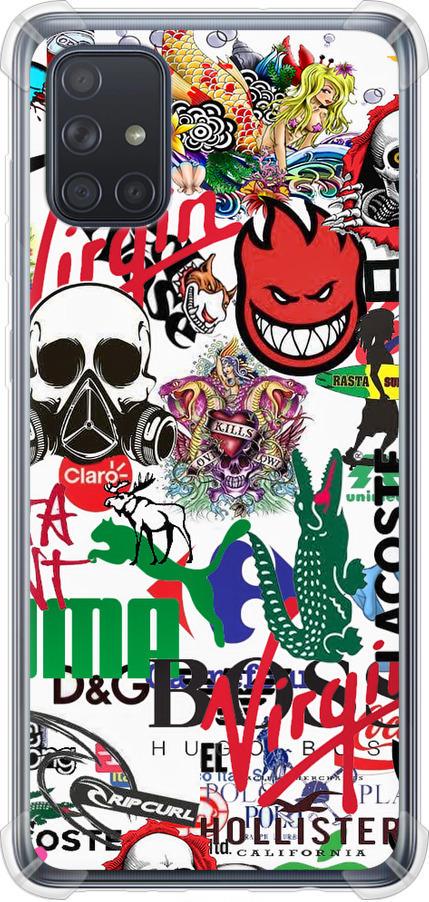 Чехол на Samsung Galaxy A71 2020 A715F Many different logos (4022sp-1826-42517)