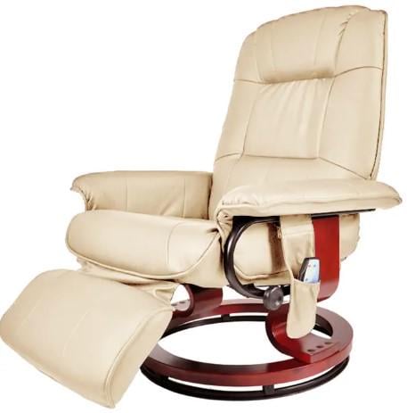 Кресло для отдыха с массажем и пуфом Бежевый (4039)