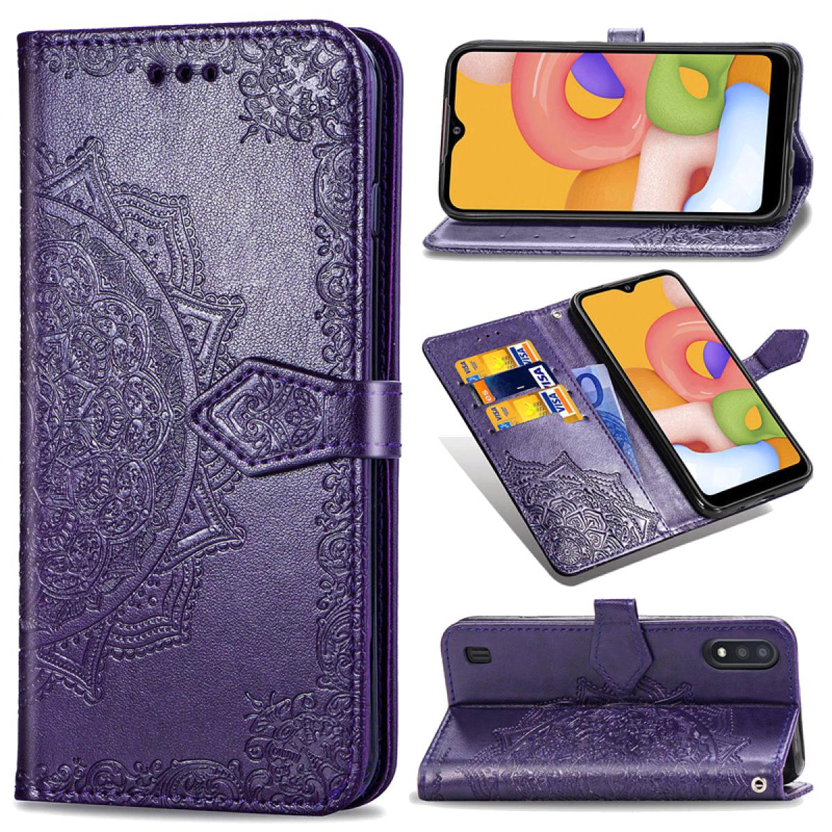 Кожаный чехол (книжка) Art Case с визитницей для Samsung Galaxy A01 Фиолетовый - фото 2