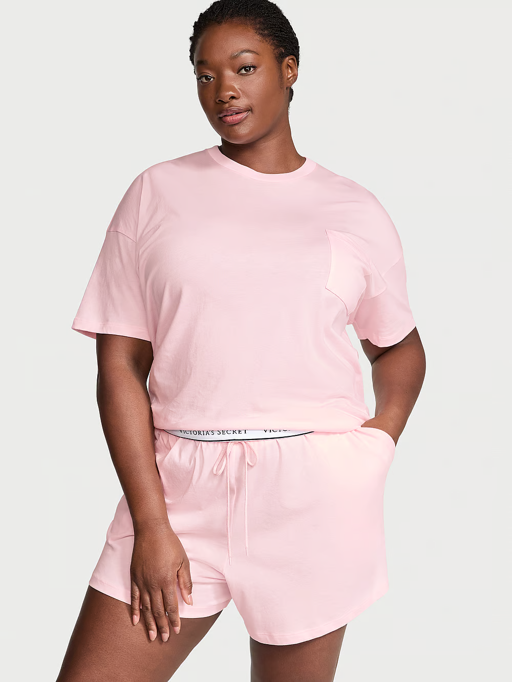 Піжама жіноча Victoria's Secret 100% Cotton Short Pajama Set бавовняна XS Рожевий (24983172)