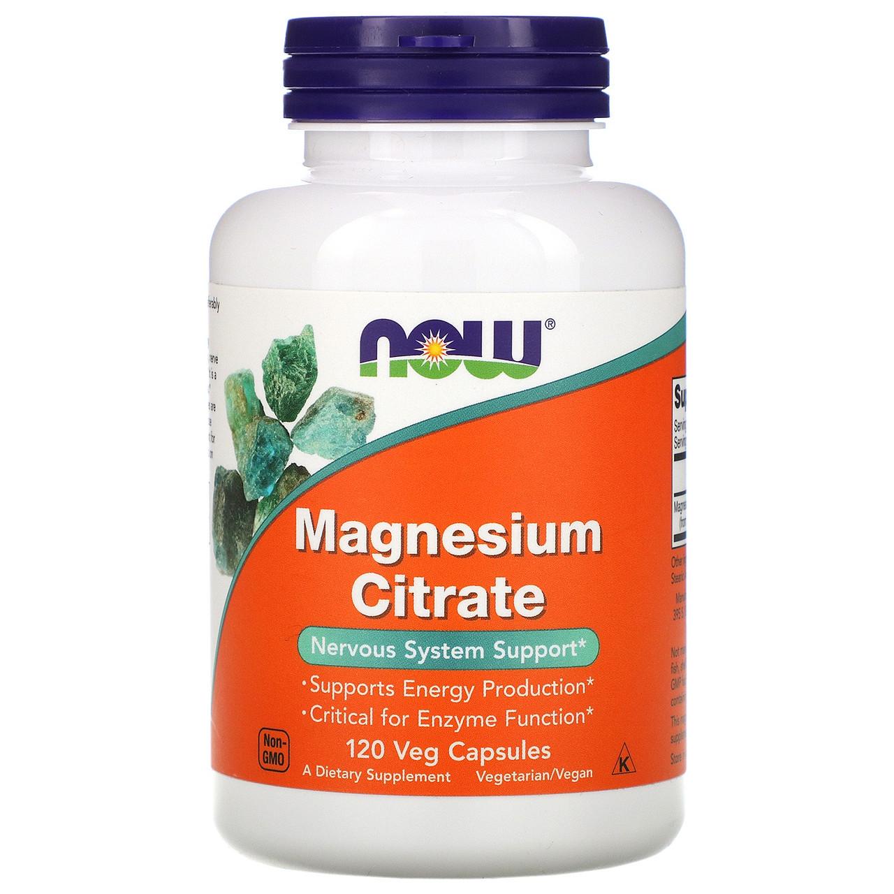 Магний цитрат Now Foods Magnesium Citrate 400 мг для здоровья ЖКТ и сердца 120 растительных капс. - фото 1