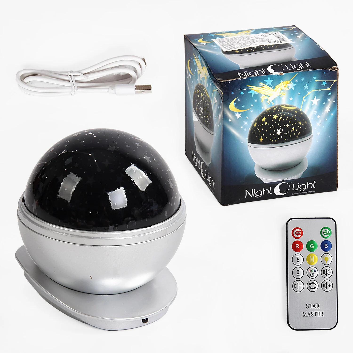 Ночник C 64413 48 3 режима подсветки/мелодии/вращается/проекция звездного неба/USB-кабель/пульт управления (147728)