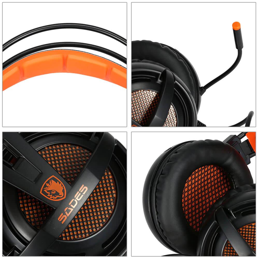 Навушники Sades A6 7.1 Surround Sound Black/Orange (SA6-BO) - фото 7