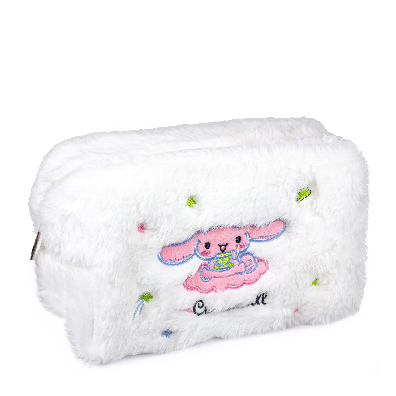 Косметичка хутряна м'яка з вишивкою Аніме Білий