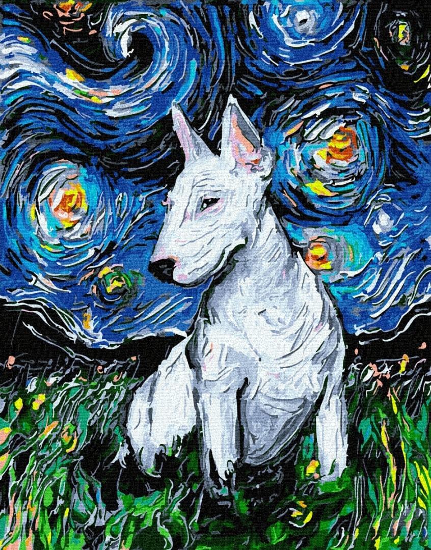 Картина по номерам Brushme GX34262 Бультерьер Звездная ночь 40x50 см (1418829304)