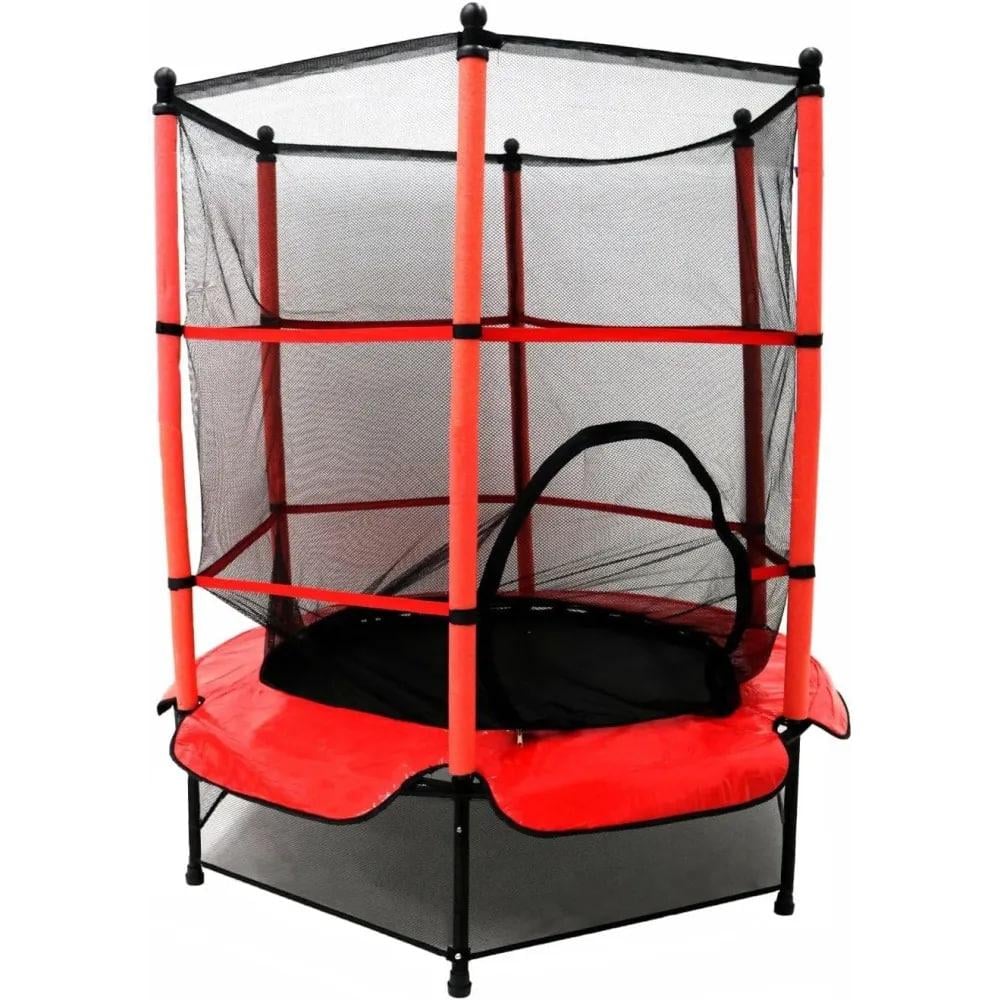 Батут Just Fun с внутренней защитной сеткой 140х160 см Красный (58510)