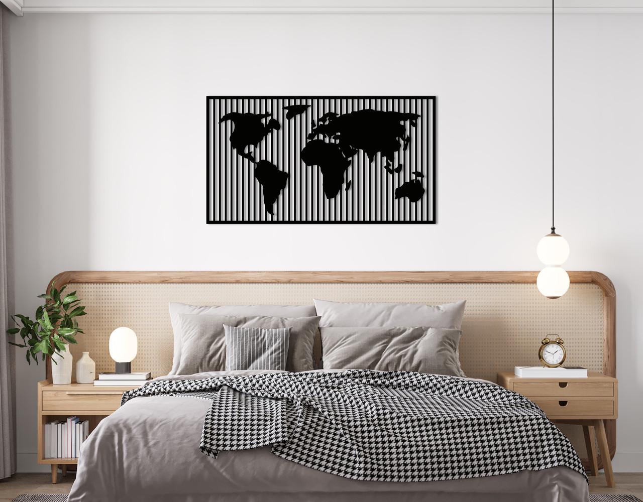 Декоративное панно на стену Upwood Decor Worldmap 4 60х108 см Black (1565786279)