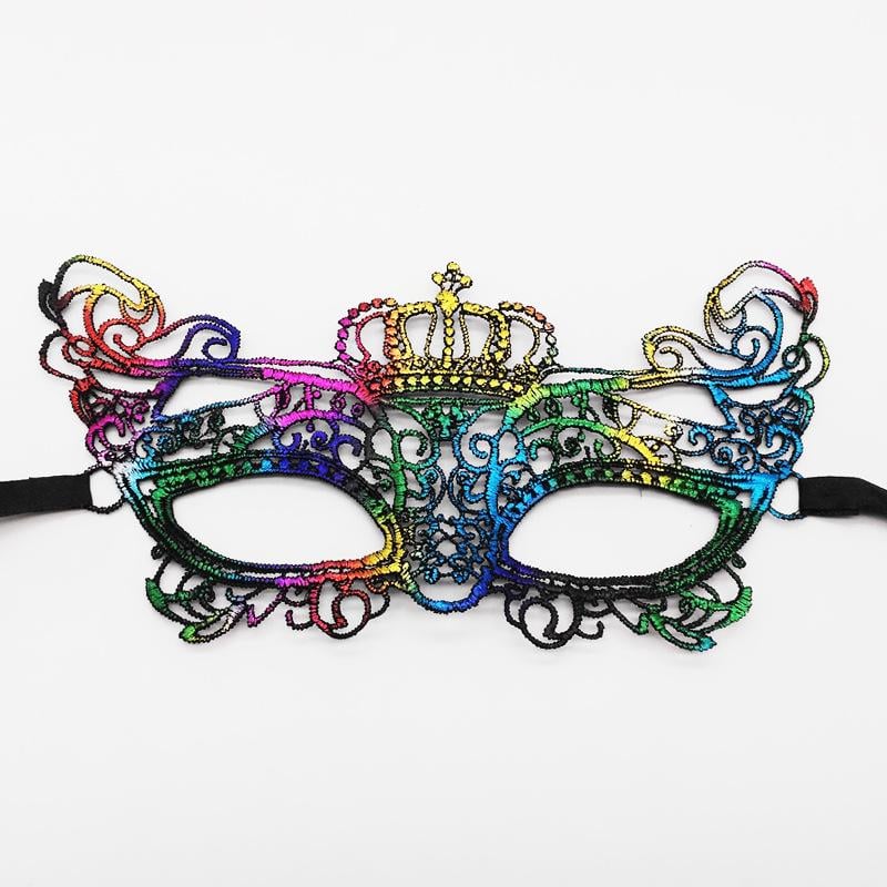 Маска венецианская ажурная Корона на завязках One size Разноцветный (44300/6)