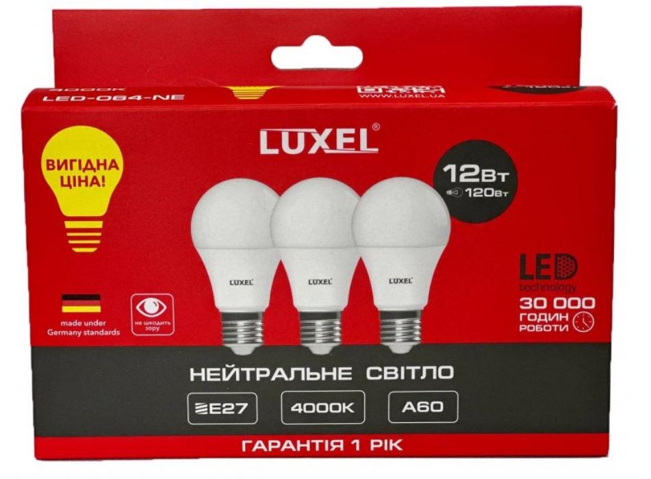 Лампа светодиодная Luxel A60 12 W E27 3 шт. (ECO 064-MP 12W)