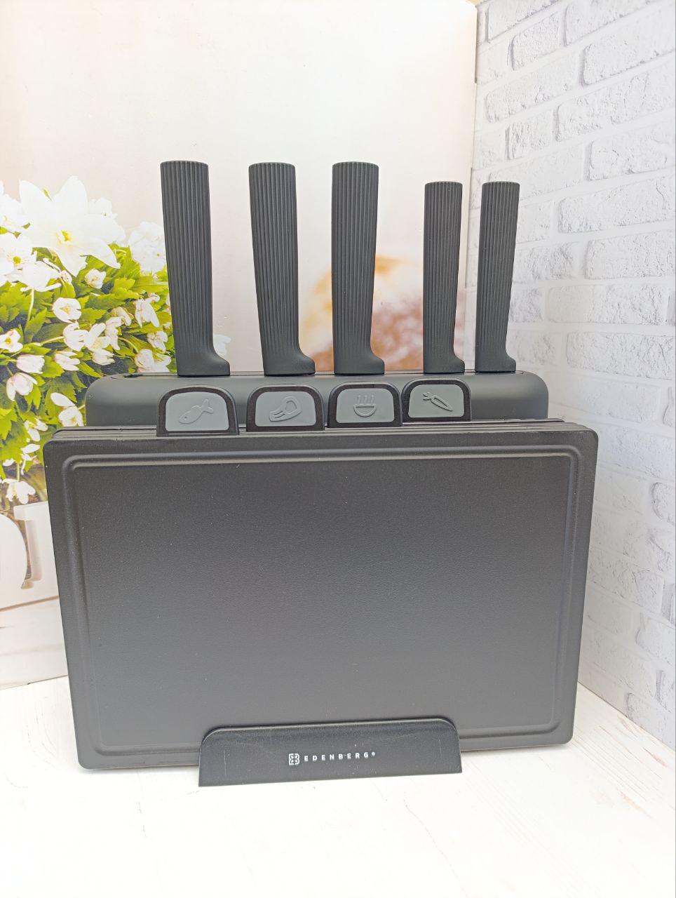 Набор разделочных досок и кухонных ножей Edenberg EB-3620 10 предметов Черный (EB-3620)